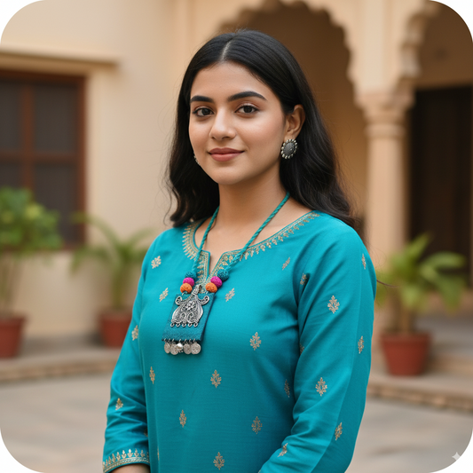 Teal Tribal Pendant Set