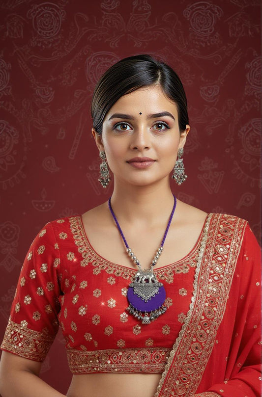 Handcrafted Elephant Pendant Necklace Set