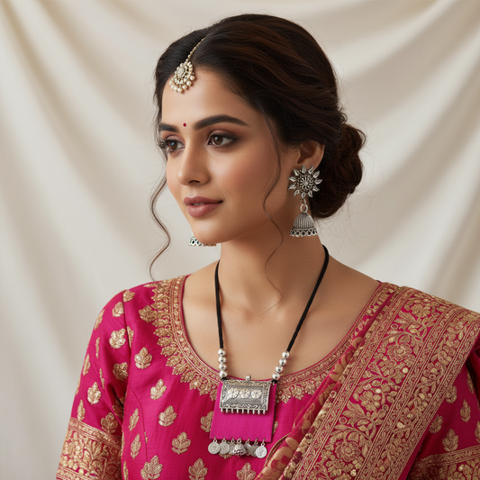 Ethnic Floral Pendant Necklace Set