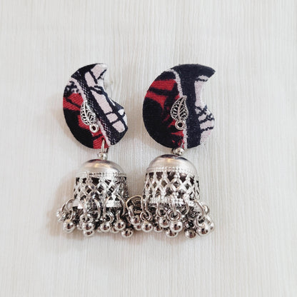Crescent Fabric Jhumka Earrings