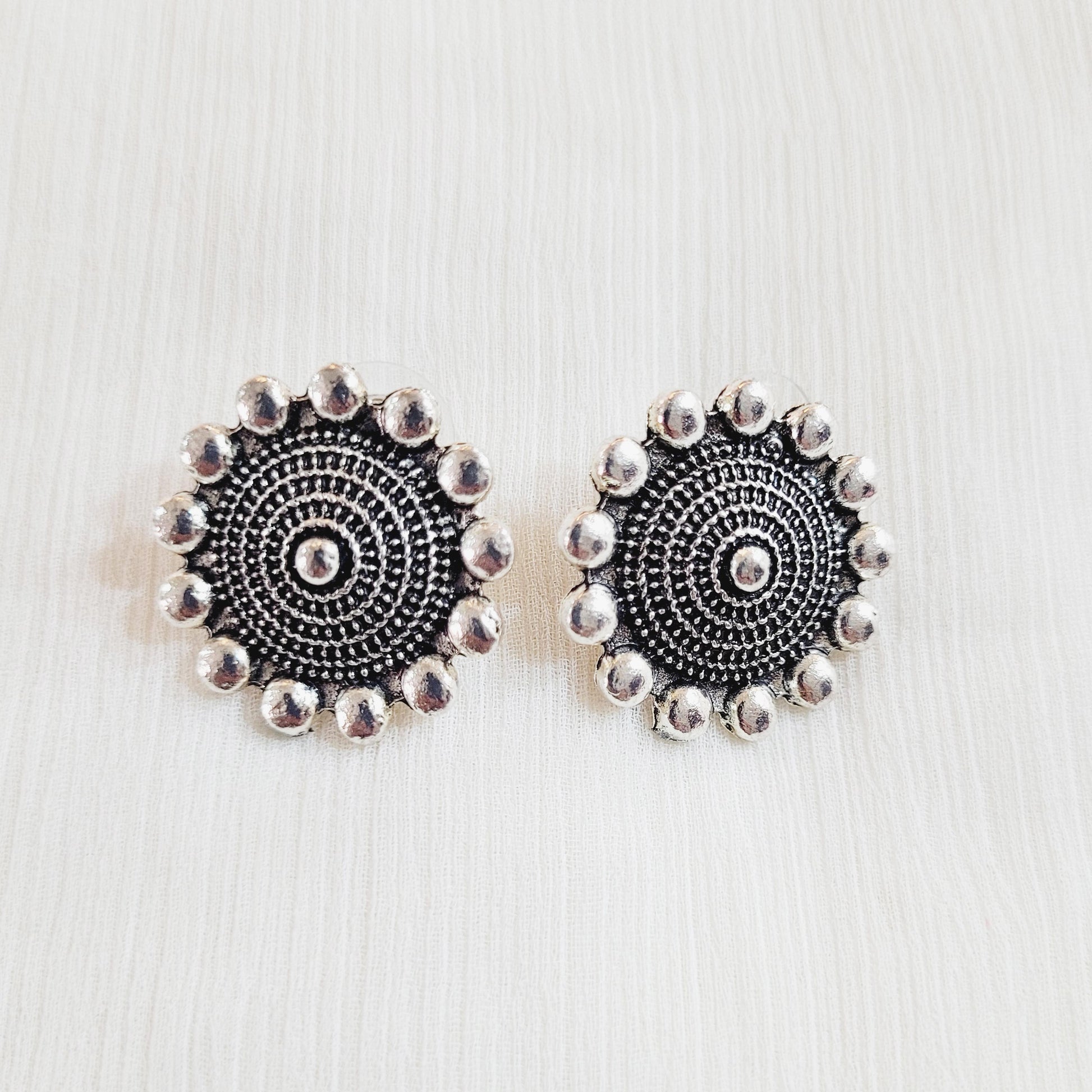 Oxidized Silver Jhumka Earrings