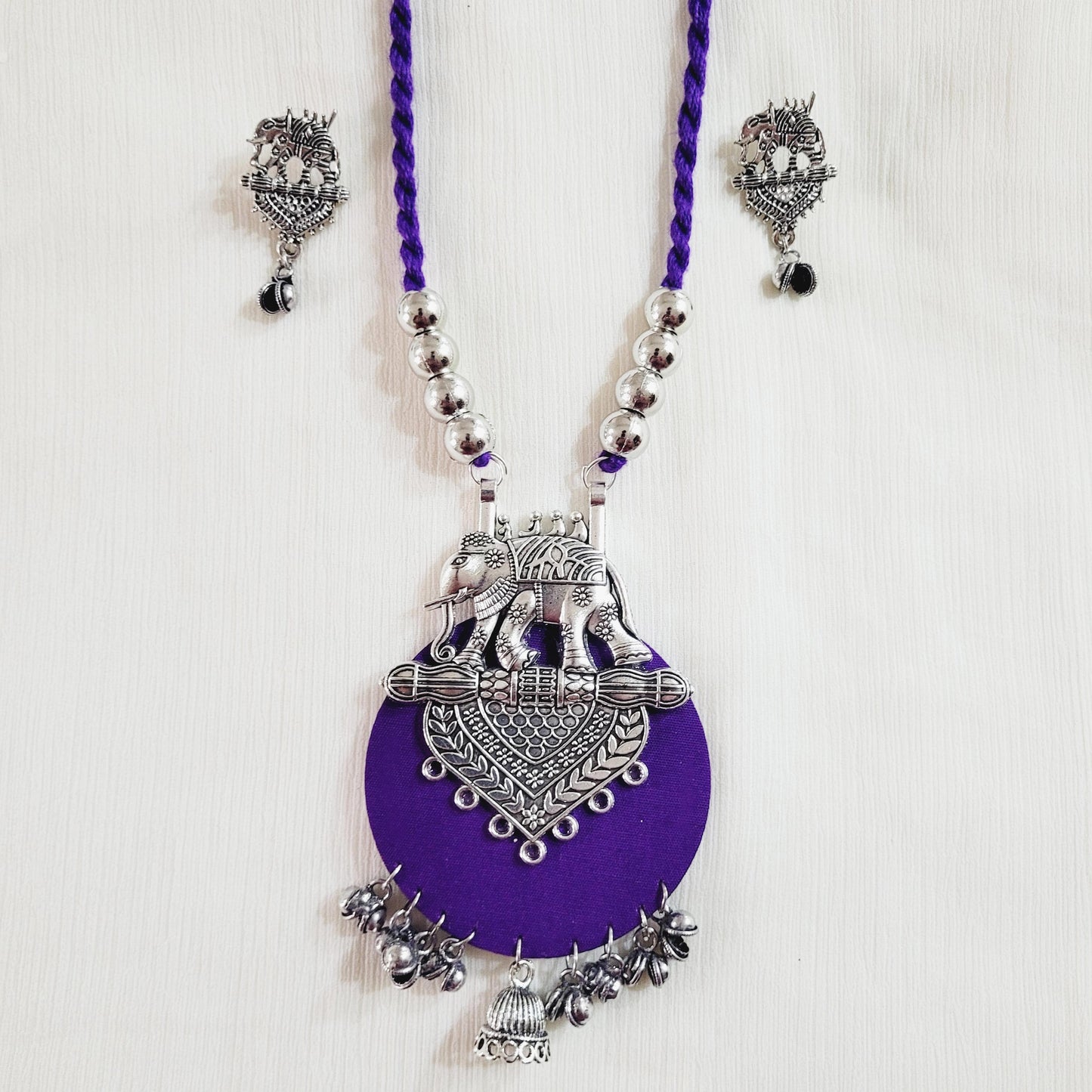 Handcrafted Elephant Pendant Necklace Set