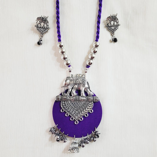 Handcrafted Elephant Pendant Necklace Set