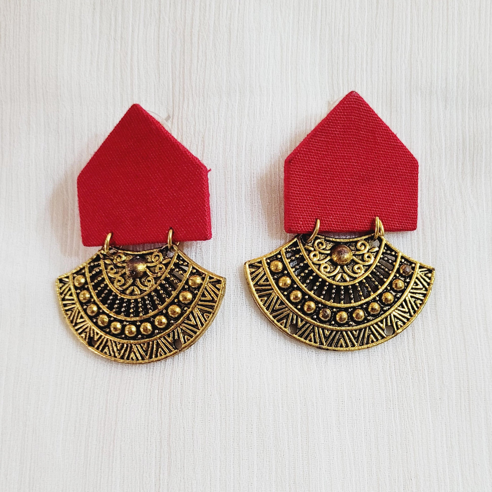 Red and Gold Tribal Earrings