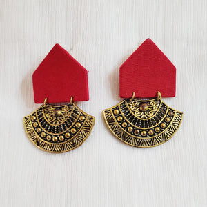 Red and Gold Tribal Earrings