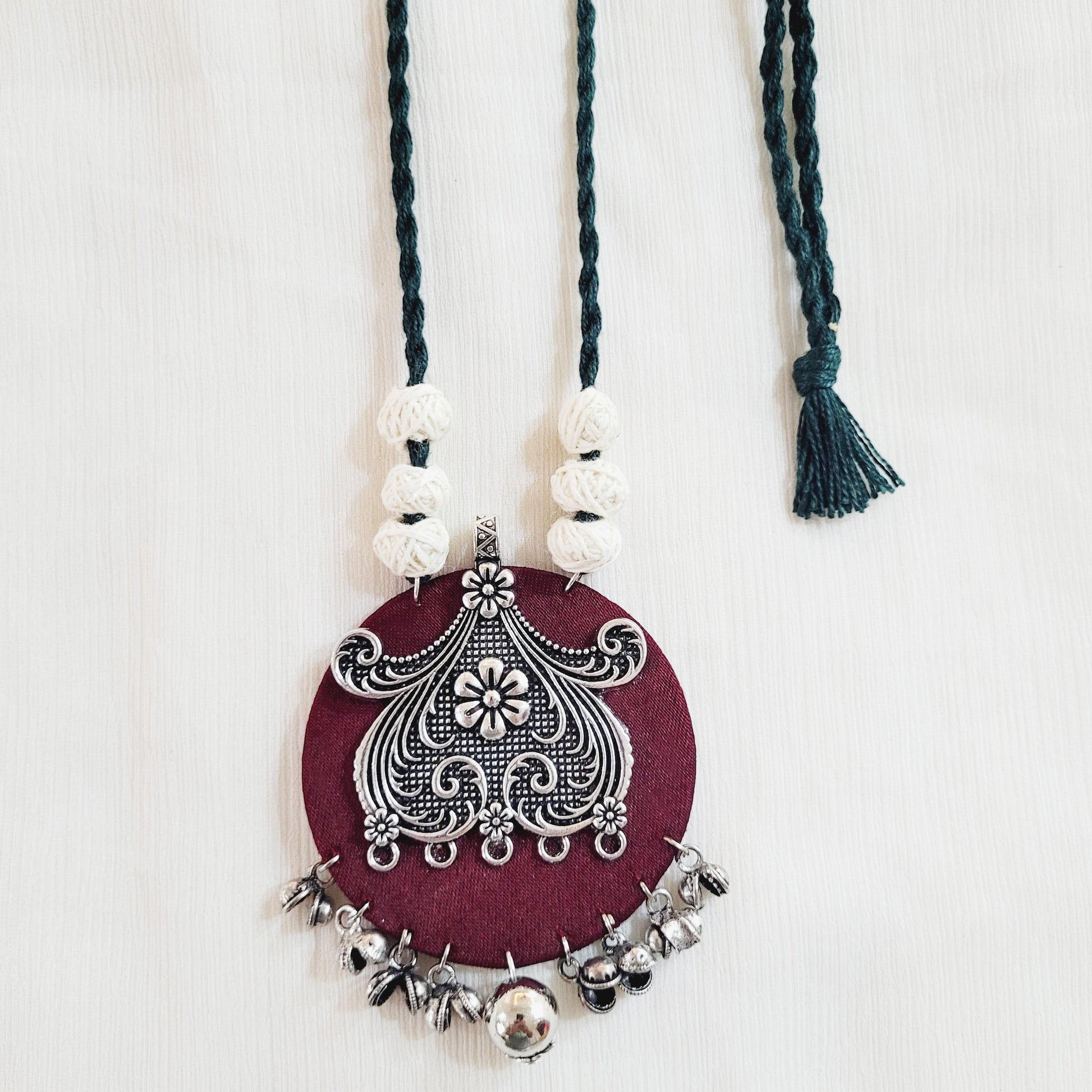 Maroon Ethnic Pendant Necklace