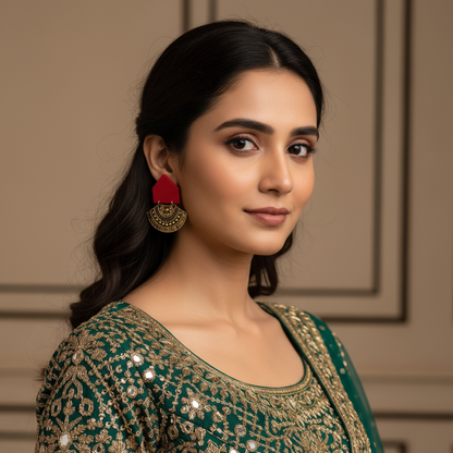 Red and Gold Tribal Earrings