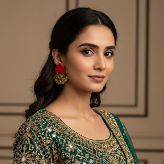 Red and Gold Tribal Earrings