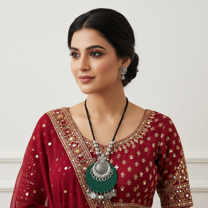 Elegant Green Pendant Set