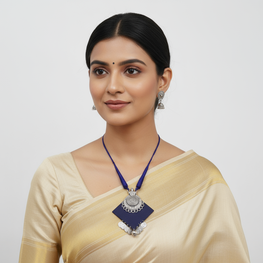 Blue Velvet Tribal Necklace Set